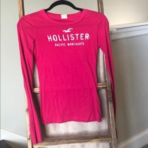pink long sleeve hollister shirt